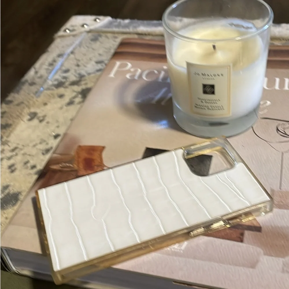 White Croc Texture Clear Edge Phone Case from Flaunt